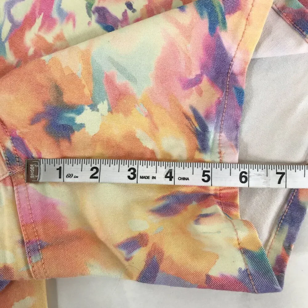 Lane Bryant Mid-Rise Watercolor Floral Shorts Women's Plus Size 24 Stretch Denim